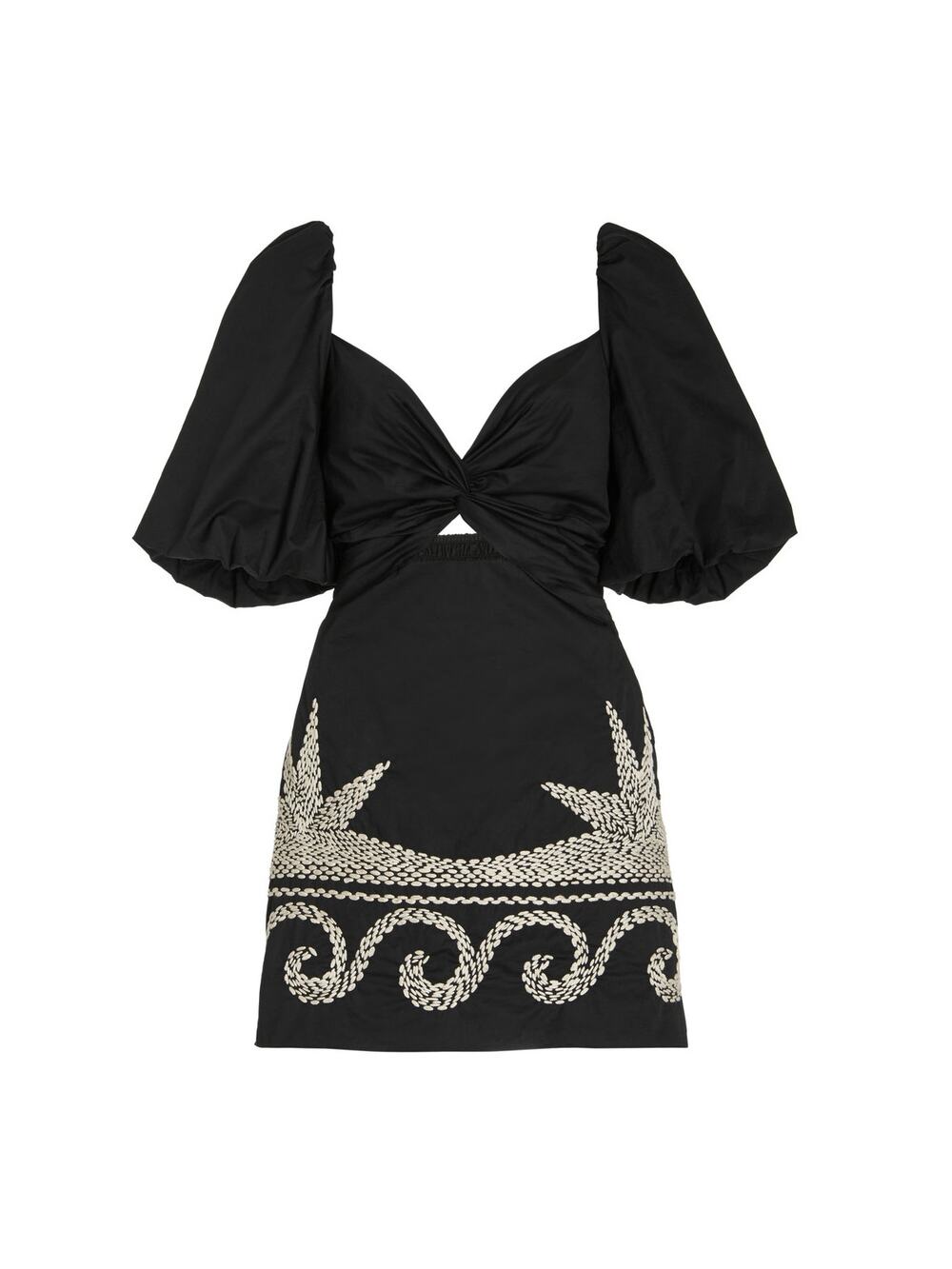 Johanna Ortiz Embroidered Black Simple Pleasures Mini Dress Size S
